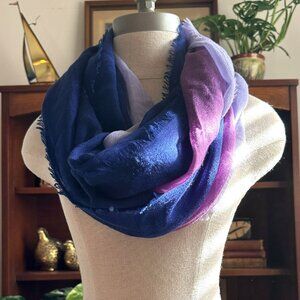 Blue & Purple Gradient Infinity Scarf Cowl Neck 100% Acrylic Lightweight & Soft